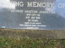 
George Haxton JOHNSTON,
died 18 July 1985 aged 38 years;
Mudgeeraba cemetery, City of Gold Coast

