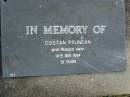 
Costan PRUNEAN,
died 18 Nov 1984 aged 51 years;
Mudgeeraba cemetery, City of Gold Coast
