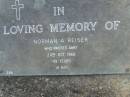 
Norman A. REISER,
died 24 Oct 1968 aged 49 years;
Mudgeeraba cemetery, City of Gold Coast
