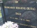 
Margaret Helene (Rita) DALY,
19-8-1920 - 10-5-2003,
sister aunt great-aunt;
Mudgeeraba cemetery, City of Gold Coast
