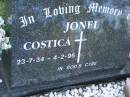 
Costica JONEL,
23-7-34 - 4-2-96;
Mudgeeraba cemetery, City of Gold Coast
