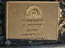 
E. FOSTER,
died 16-6-2004 aged 84 years;
Mudgeeraba cemetery, City of Gold Coast
