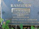
Claude Alfred RAMSDEN,
12-2-1923 - 3-1-2003,
husband of Dorothy,
father of Jacqueline, Jane & Jennifer;
Mudgeeraba cemetery, City of Gold Coast
