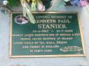 
Kenneth Paul STANIER,
22-1-1967 - 10-7-2004,
son of Brenda & Ken,
brother of Sharon,
uncle of Tia, Kara, Kieren & family in England;
Mudgeeraba cemetery, City of Gold Coast
