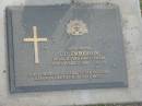 
C.C. EMMERSON,
died 6 Sept 1996 aged 76 years,
husband of Delma,
father of Kerry, Jo-Anne,
grandfather;
Mudgeeraba cemetery, City of Gold Coast
