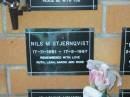 
Nils M. STJERNQVIST,
17-11-1951 - 17-2-1997,
remembered by Ruth, Leah, Aaron & Rose;
Mudgeeraba cemetery, City of Gold Coast
