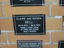 
Claire & Rhoda BELL,
28-8-1972 - 30-8-1972,
twins of Norm & Deidre;
Mudgeeraba cemetery, City of Gold Coast
