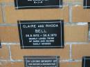 Claire & Rhoda BELL,
28-8-1972 - 30-8-1972,
twins of Norm & Deidre;
Mudgeeraba cemetery, City of Gold Coast