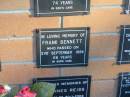 
Frank BENNETT,
died 21 Sept 1984 aged 68 years;
Mudgeeraba cemetery, City of Gold Coast
