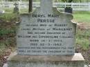 
Beryle Mary PERSSE,
wife of Robert,
mother of Margaret,
second daughter of William & Gwendoline COLLINS,
born 14-3-1903 died 22-5-1982;
Mundoolun Anglican cemetery, Beaudesert Shire
