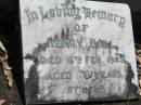 
Henry BALL,
died 16 Feb 1945 aged 76 years;
Mundoolun Anglican cemetery, Beaudesert Shire
