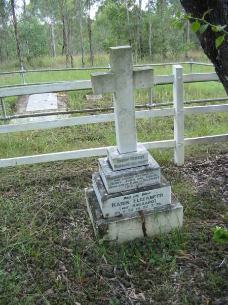 Harry Persse Barnard DELPRATT,  | husband of Karin,  | father of Jenny, John & David,  | son of C. & J. DELPRATT,  | 1913 - 1951;  | Karin Elizabeth (nee AAGAARD), wife,  | 29-8-22 - 22-7-79;  | Mundoolun Anglican cemetery, Beaudesert Shire  |   | 