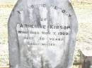 
Catherine KIRSOP,
died 7 Nov 1909 aged 56 years;
Murphys Creek cemetery, Gatton Shire
