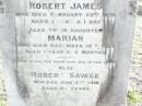 
Eliza, wife of Robert SAVAGE,
died 17 March 1889 aged 40 years;
Robert James, son,
died 22 Feb 1879 aged 1 year 1 day;
Marian, daughter,
died 16 Dec 1883 aged 1 year 0 months;
Robert SAVAGE,
died 5 June 1910 aged 66 years;
Murphys Creek cemetery, Gatton Shire
