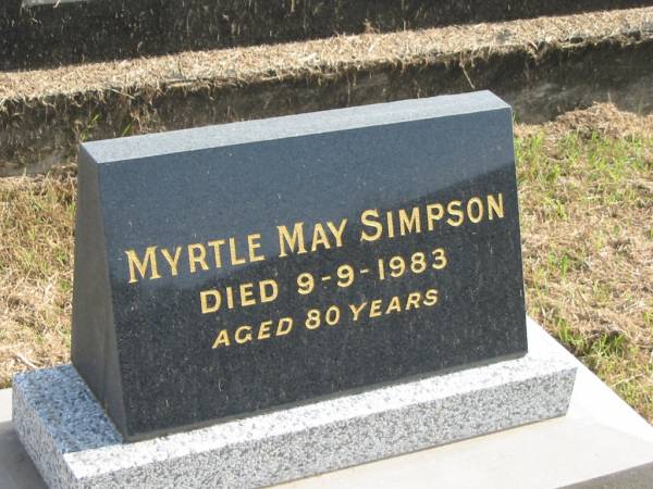 Myrtle May SIMPSON,  | died 9-9-1983 aged 80 years;  | Murwillumbah Catholic Cemetery, New South Wales  | 