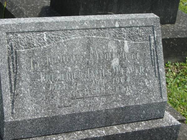 Frederick James WEAVER,  | died 20 Nov 196 aged 85 years;  | Murwillumbah Catholic Cemetery, New South Wales  | 