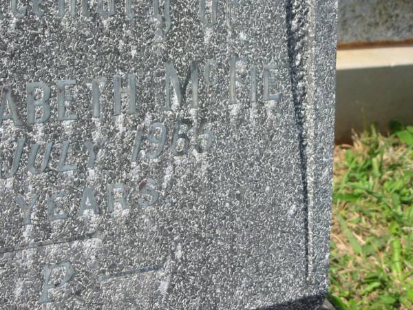 Catherine Elizabeth MCFIE,  | died 23 July 1965 aged 90 years;  | Murwillumbah Catholic Cemetery, New South Wales  | 