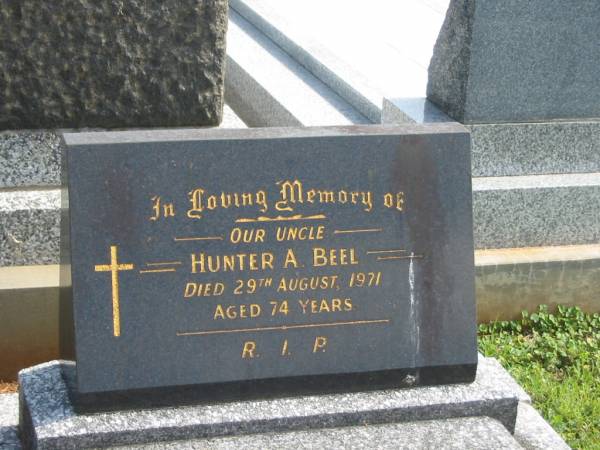 Hunter A. BELL,  | uncle,  | died 29 Aug 1971 aged 74 years;  | Murwillumbah Catholic Cemetery, New South Wales  | 
