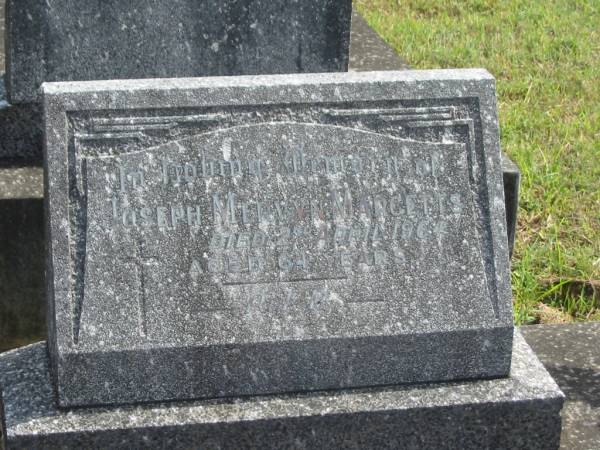 Joseph Mervyn MARGETTS,  | died 2 April 1964 aged 64 years;  | Murwillumbah Catholic Cemetery, New South Wales  | 