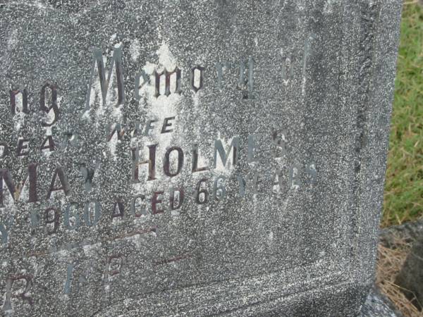 Ethel May HOLMES,  | wife,  | died 12 July 1960 aged 66 years;  | Murwillumbah Catholic Cemetery, New South Wales  | 