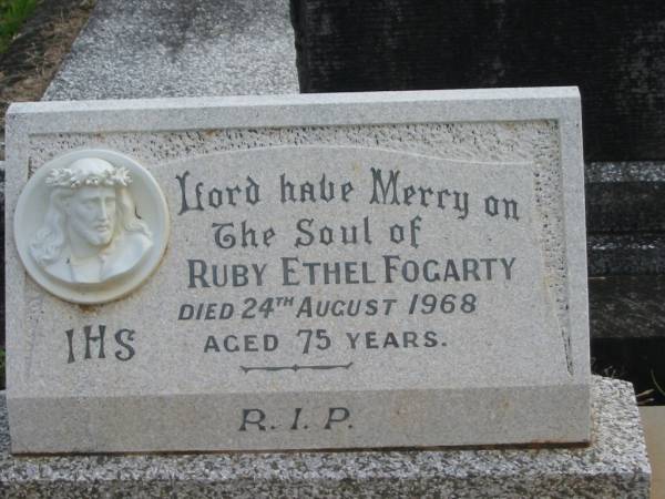 Ruby Ethel FOGARTY,  | died 24 Aug 1968 aged 75 years;  | Murwillumbah Catholic Cemetery, New South Wales  | 