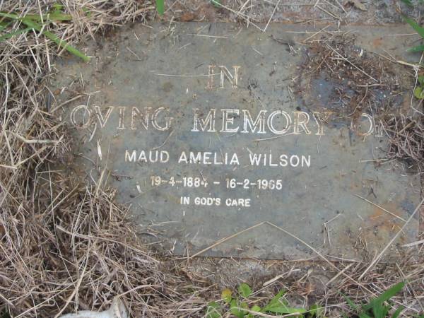 Maud Amelia WILSON,  | 19-4-1884 - 16-2-1965;  | Murwillumbah Catholic Cemetery, New South Wales  | 