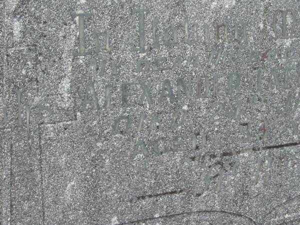 Alexander (Taff) SWEETNAM,  | husband father,  | died 24 Jan 1953 aged 53 years;  | Murwillumbah Catholic Cemetery, New South Wales  | 