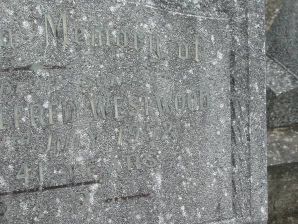 Thomas Wilfred WESTWOOD,  | son,  | died 17 July 1952 aged 41 years;  | Murwillumbah Catholic Cemetery, New South Wales  | 