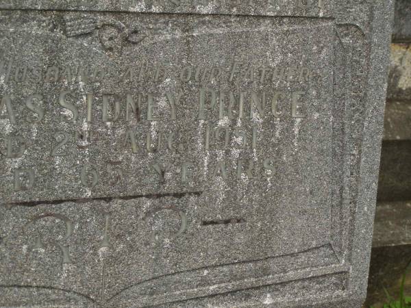 Thomas Sidney PRINCE,  | husband father,  | died 2 Aug 1951 aged 65 years;  | Murwillumbah Catholic Cemetery, New South Wales  | 