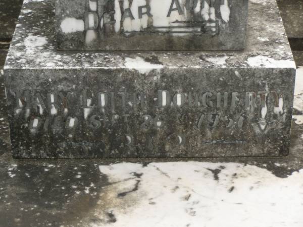 Mary Edith DOUGHERTY,  | aunt,  | died 26 Sept 1951;  | Murwillumbah Catholic Cemetery, New South Wales  | 