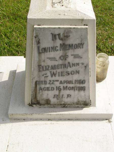 Elizabeth Ann WILSON,  | died 22 April 1950 aged 16 months;  | Murwillumbah Catholic Cemetery, New South Wales  | 