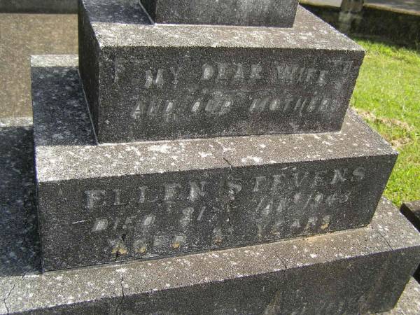 Ellen STEVENS,  | wife mother,  | died 21 Jan 1943 aged 51 years;  | Murwillumbah Catholic Cemetery, New South Wales  | 