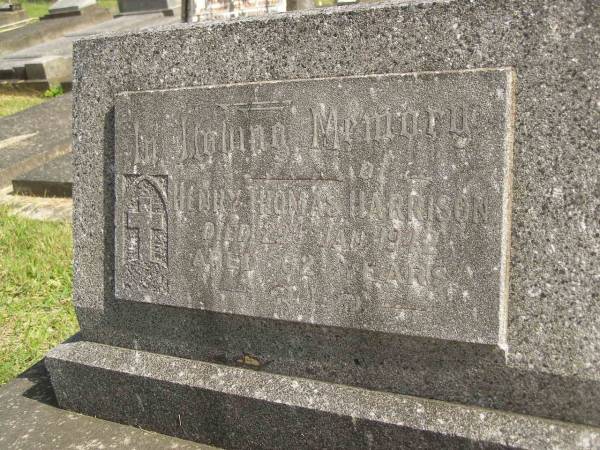 Henry Thomas HARRISON,  | died 29 Jan 1942 aged 62 years;  | Murwillumbah Catholic Cemetery, New South Wales  | 
