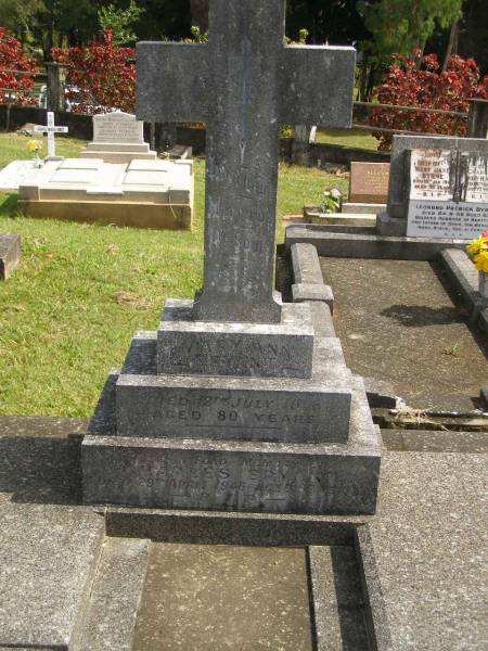 Mary Ann BRYANT,  | died 12 July 1938 aged 80 years;  | Charles BRYANT,  | died 29 APril 1946 aged 89 years;  | Murwillumbah Catholic Cemetery, New South Wales  | 