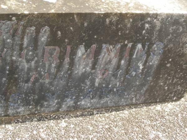 Johanna CRIMMINS,  | died 30 Jan 1938 aged 79 years;  | Timothy CRIMMINS,  | died 18 Jan 1943 aged 83 years;  | Murwillumbah Catholic Cemetery, New South Wales  | 