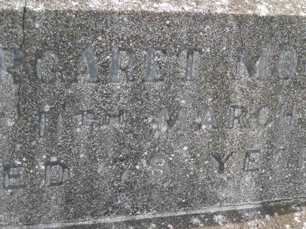 Margaret MOORE,  | mother,  | died 11 March 1938 aged 78 years;  | Murwillumbah Catholic Cemetery, New South Wales  | 