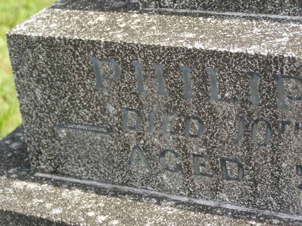 Philip MOORE,  | father,  | died 10 Oct 1946 aged 58 years;  | Murwillumbah Catholic Cemetery, New South Wales  | 
