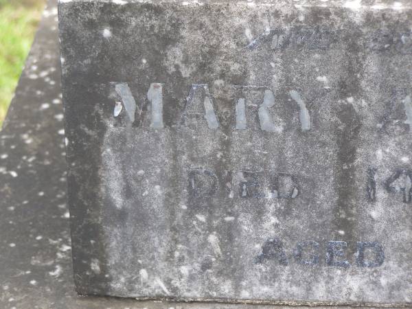 Mary Agnes DALEY,  | mother,  | died 14 Sept 1936? aged 74 years;  | John James DALEY,  | died 8 Sept 1938 aged 75 years;  | Murwillumbah Catholic Cemetery, New South Wales  | 
