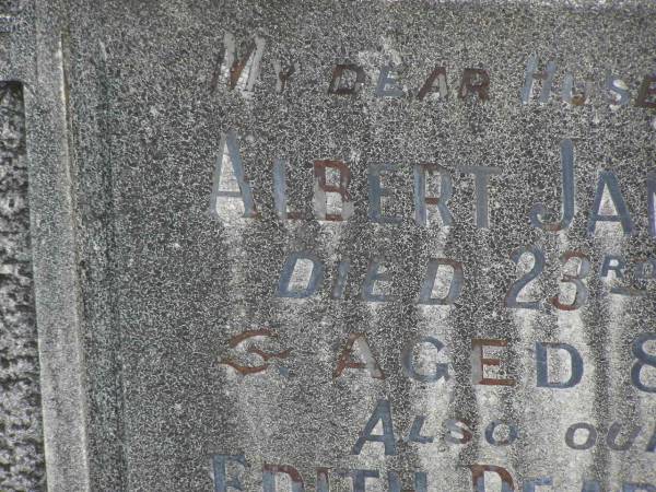 Albert James O'CONNOR,  | husband father,  | died 23 Oct 1958 aged 86 years;  | Edith Pearl O'CONNER,  | mother,  | died 22-3-69 aged 79 year;  | Murwillumbah Catholic Cemetery, New South Wales  | 