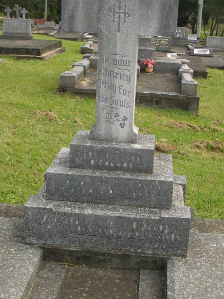 Sophia Susan O'CONNOR,  | died 14 June 1940 aged 70 years;  | Gerald Charles O'CONNOR,  | died 15 Oct 1950 aged 74 years;  | Murwillumbah Catholic Cemetery, New South Wales  | 