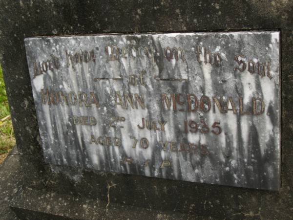 Honora Ann MCDONALD,  | died 2 July 1935 aged 70 years;  | Murwillumbah Catholic Cemetery, New South Wales  | 