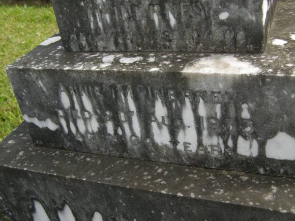 William MCINERNEY,  | husband of Annie MCINEREY,  | died 20 Aug 1933 aged 64 years;  | Murwillumbah Catholic Cemetery, New South Wales  | 