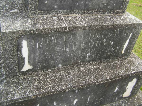 William Douglas GREGORY,  | son brother,  | died 2 Jan 1935 aged 24 years;  | Murwillumbah Catholic Cemetery, New South Wales  | 