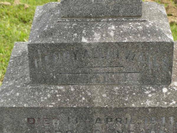 Henry Allan WALLS,  | died 13 April 1933 aged 59 years;  | Martha WALLS,  | died 19 June 1934 aged 55 years;  | Murwillumbah Catholic Cemetery, New South Wales  | 