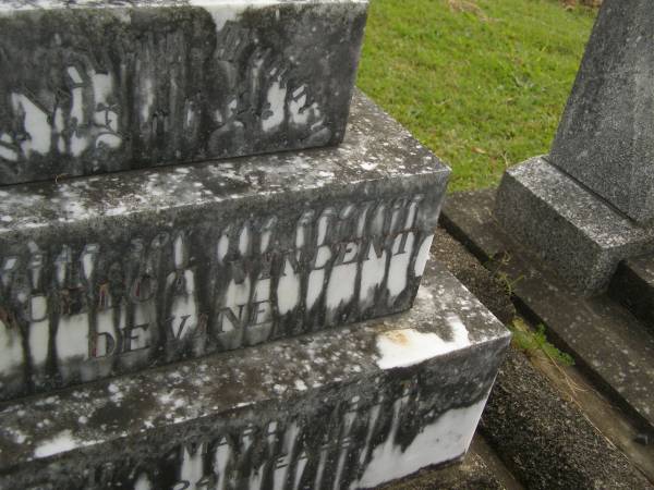 Lancelot Vincent DEVINE,  | son brother,  | died 1 March 1933 aged 24 years;  | Murwillumbah Catholic Cemetery, New South Wales  | 