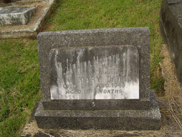 Anne Mary DAWES,  | daughter,  | died 21 Aug 1945 aged 11 months;  | Murwillumbah Catholic Cemetery, New South Wales  | 