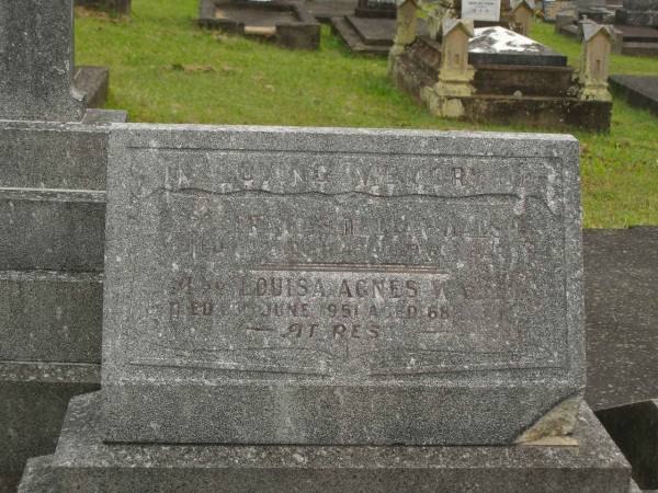 Francis Allan WALSH,  | died 11 Nov 1945 aged 63 years;  | Louisa Agnes WALSH,  | died 23 June 1951 aged 68 years;  | Murwillumbah Catholic Cemetery, New South Wales  | 