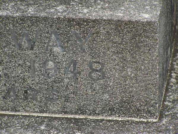 John CONWAY,  | husband father grandfather,  | died 3 May 1948 aged 71 years;  | Sarah CONWAY,  | mother grandmother,  | died 31 May 1959 aged 76 years;  | Murwillumbah Catholic Cemetery, New South Wales  | 