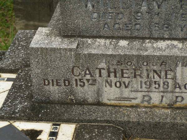 William HATTON,  | husband father,  | died 9 Feb 1948 aged 58 years;  | Catherine HATTON,  | mother,  | died 15 Nov 1958 aged 87 years;  | Murwillumbah Catholic Cemetery, New South Wales  | 