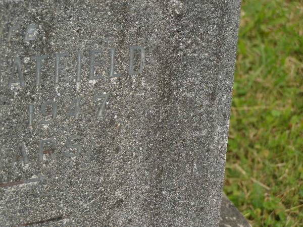 Mary Dorothy HATFIELD,  | wife,  | died 5 Nov 1947 aged 33 years;  | Murwillumbah Catholic Cemetery, New South Wales  | 